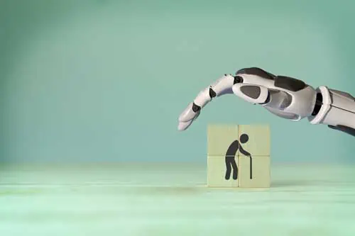 Ambient Assisted Living | Roboter und Technologie für die Altenpflege Konzept.