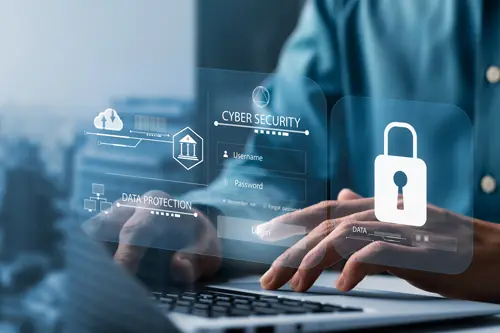 IT-Sicherheit (B.Sc.) | Cybersecurity-Konzept, Sicherheit und Verschlüsselung der Privatsphäre der Benutzer, sicherer Internetzugang Zukunftstechnologie und Cybernetik, Bildschirmsperre.